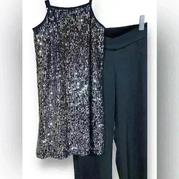 Art Class black silver sequin strappy dress Top Balera Petite Adult Jazz Pants - Picture 2 of 8